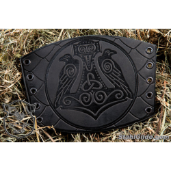 Leather  Bracers Thor's Hammer Mjolnir Scale design : a pair